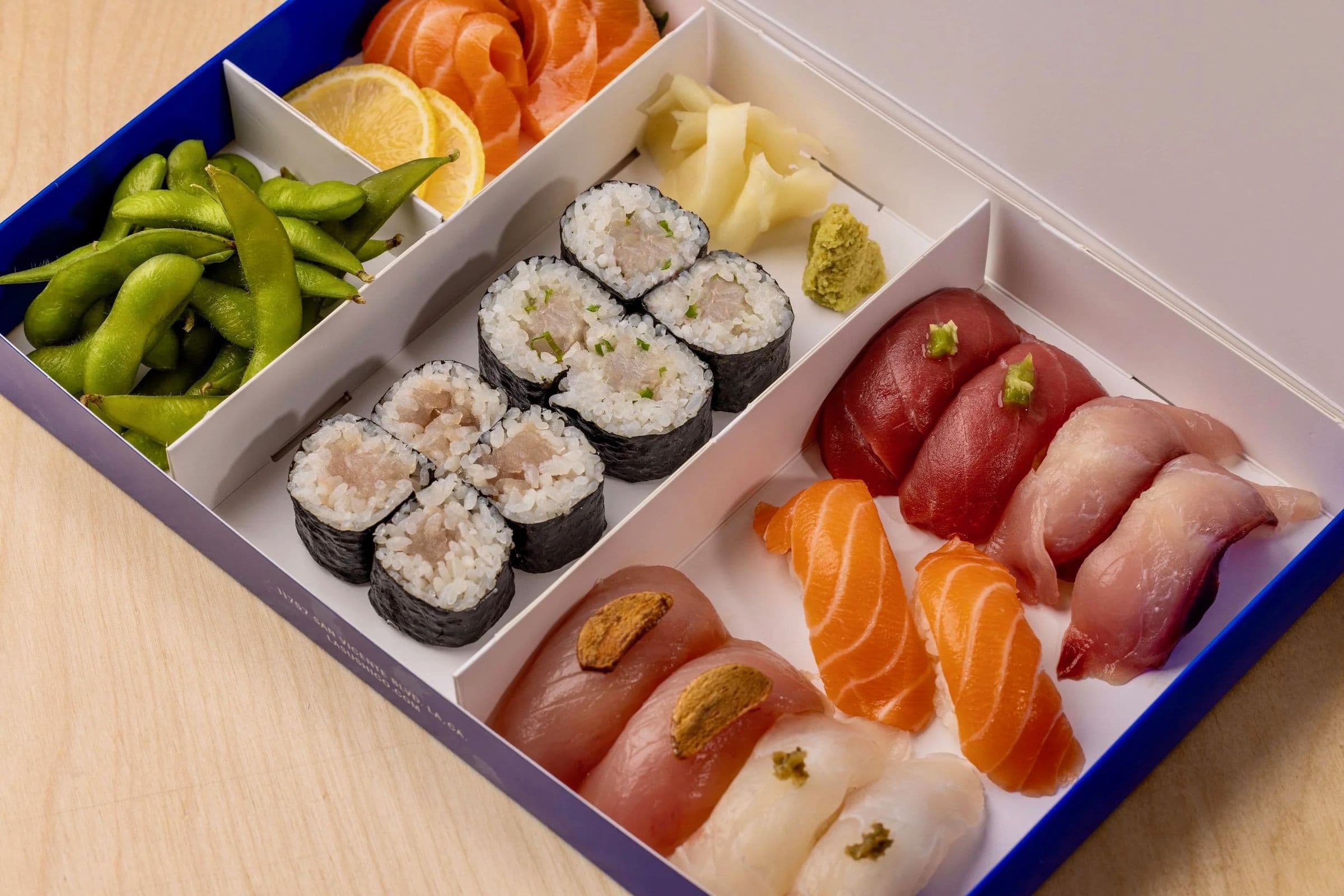 San Blue Box — nigiri, sashimi, maki, edamame