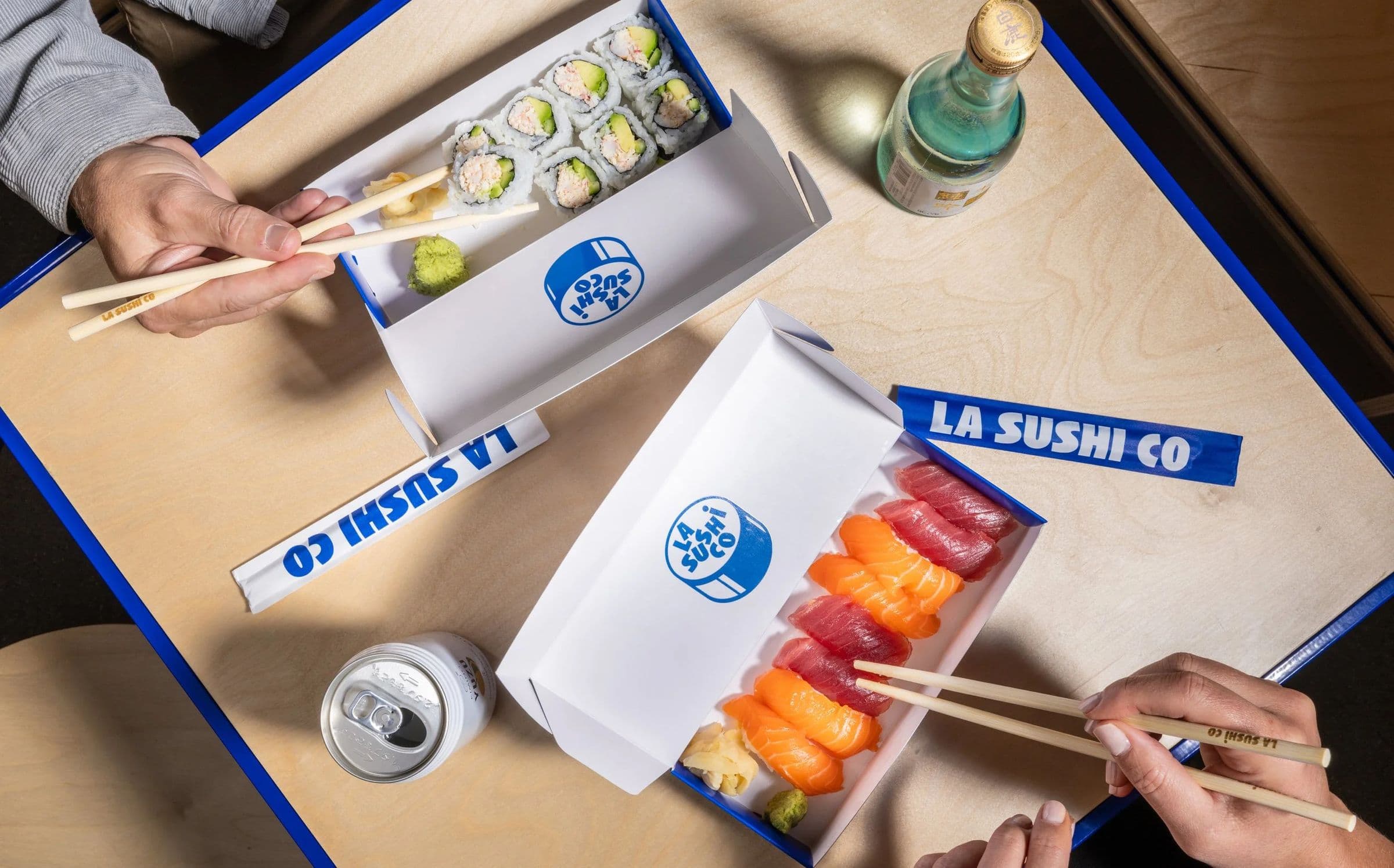 LA Sushi Co menu spread — nigiri, rolls, sashimi